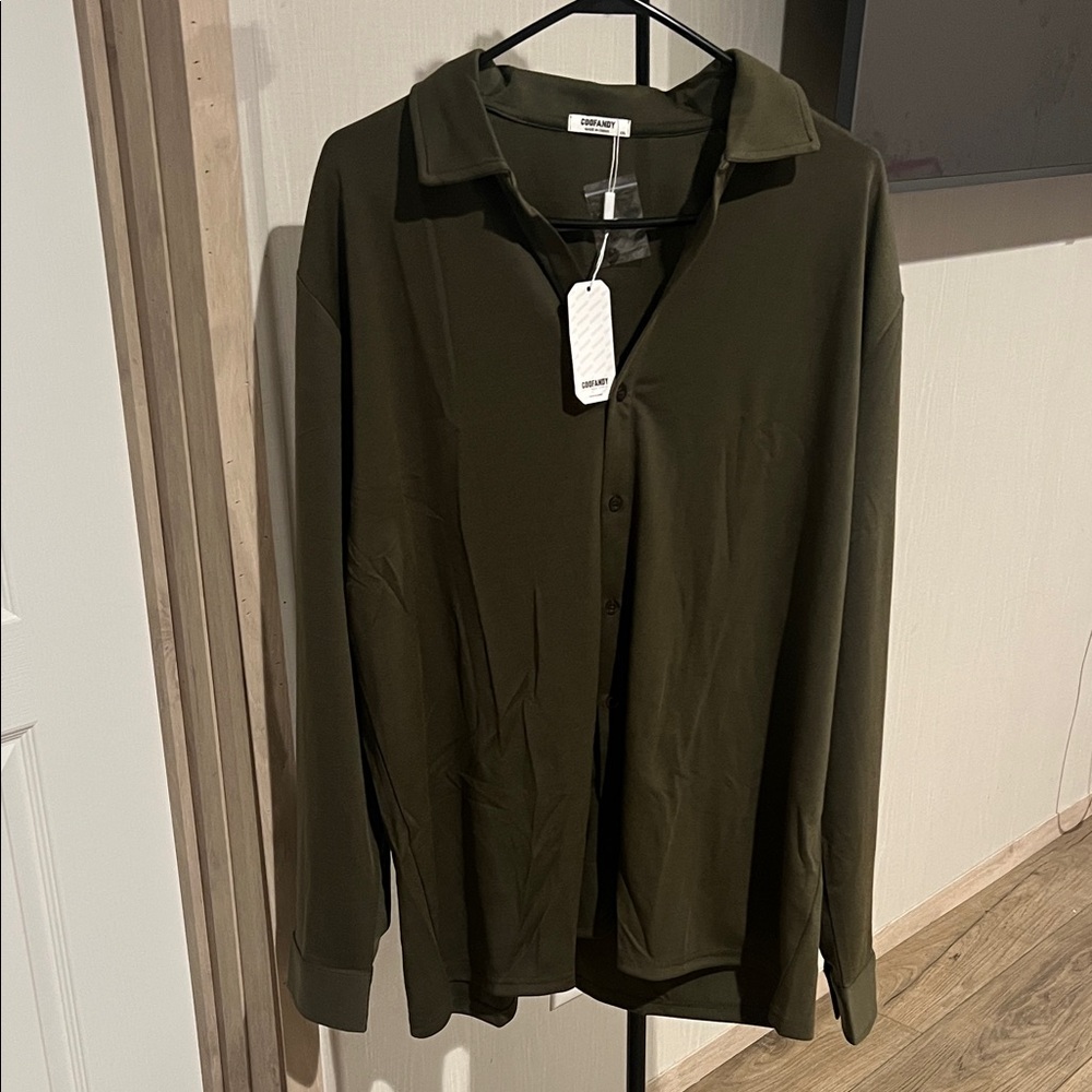 Olive Green Men's Shirt Jacket by Uniqlo